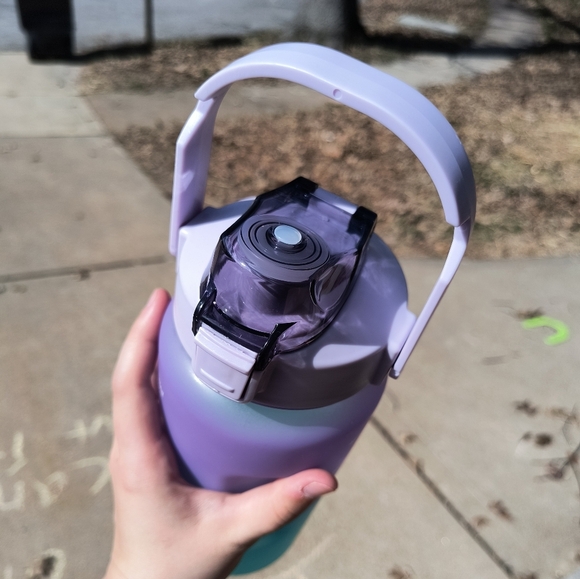 Gradient Blue and Purple Water Bottle with White Motivational Text on Side - Picture 5 of 7